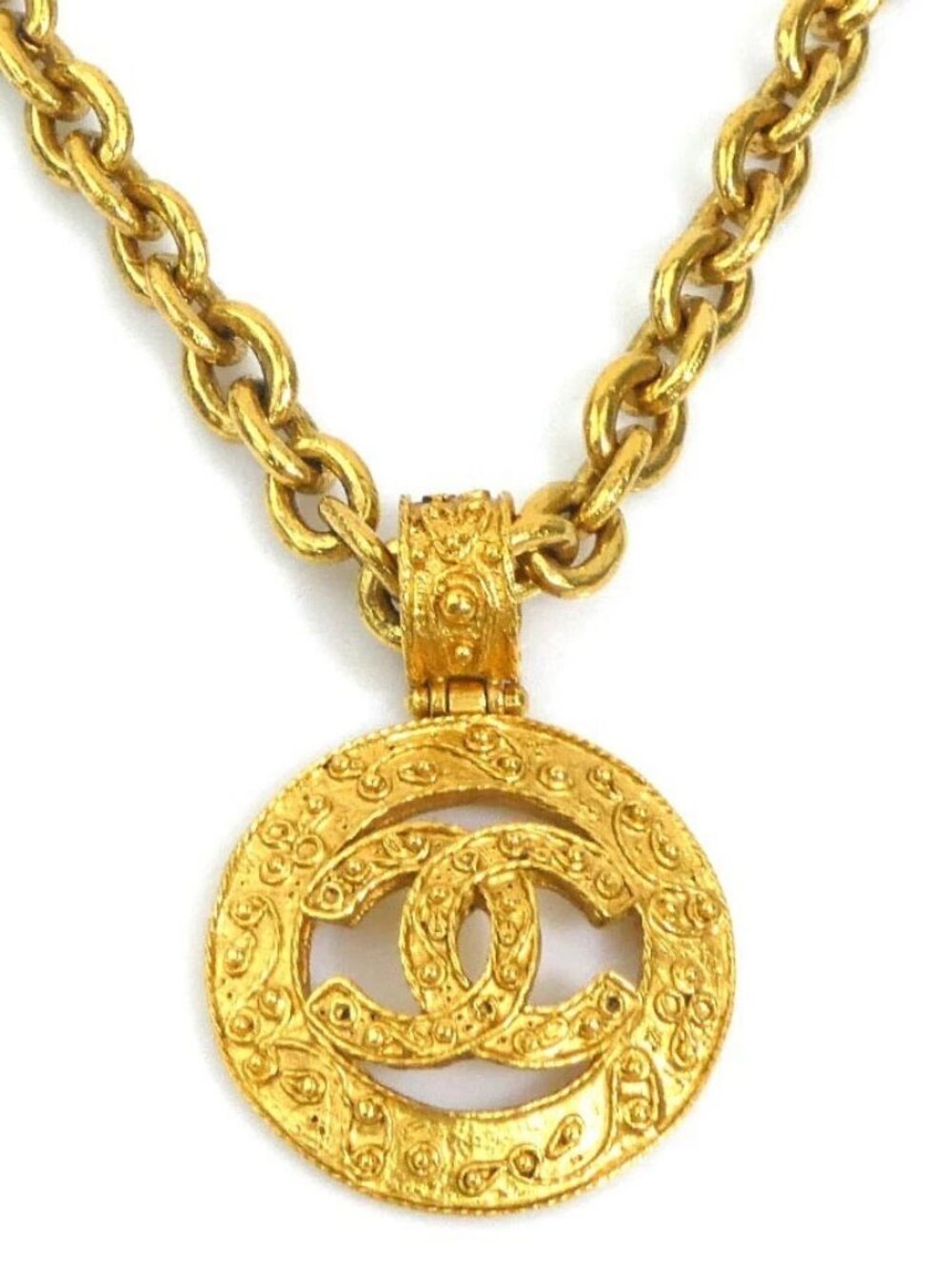 Auth CHANEL CC Logo Pendant Necklace Gold Metal - e62233a